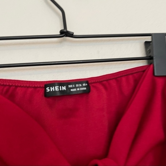 New in package shein red tie bust crop top off the shoulder stretchy sz.S(4) - Picture 2 of 3